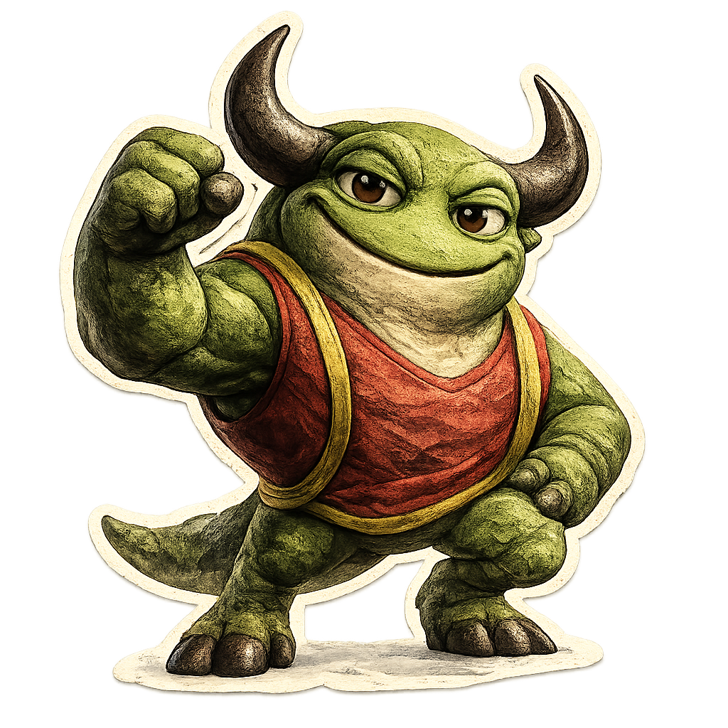 The Green Toad raising a fist
